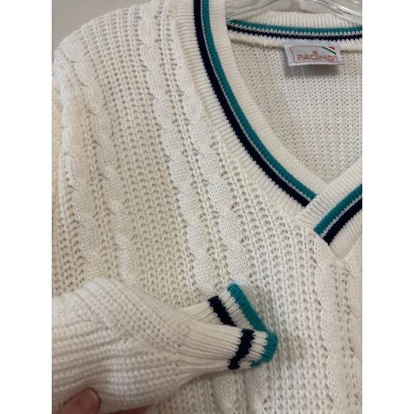 Vintage 90s Golf Sweater Made in England Knit V Neck Preppy Old Money Mens L - Picture 7 of 9